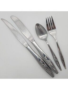 Oneidacraft Lasting Rose Flatware Dinner Knife Teaspoon Salad Dinner Fork VTG